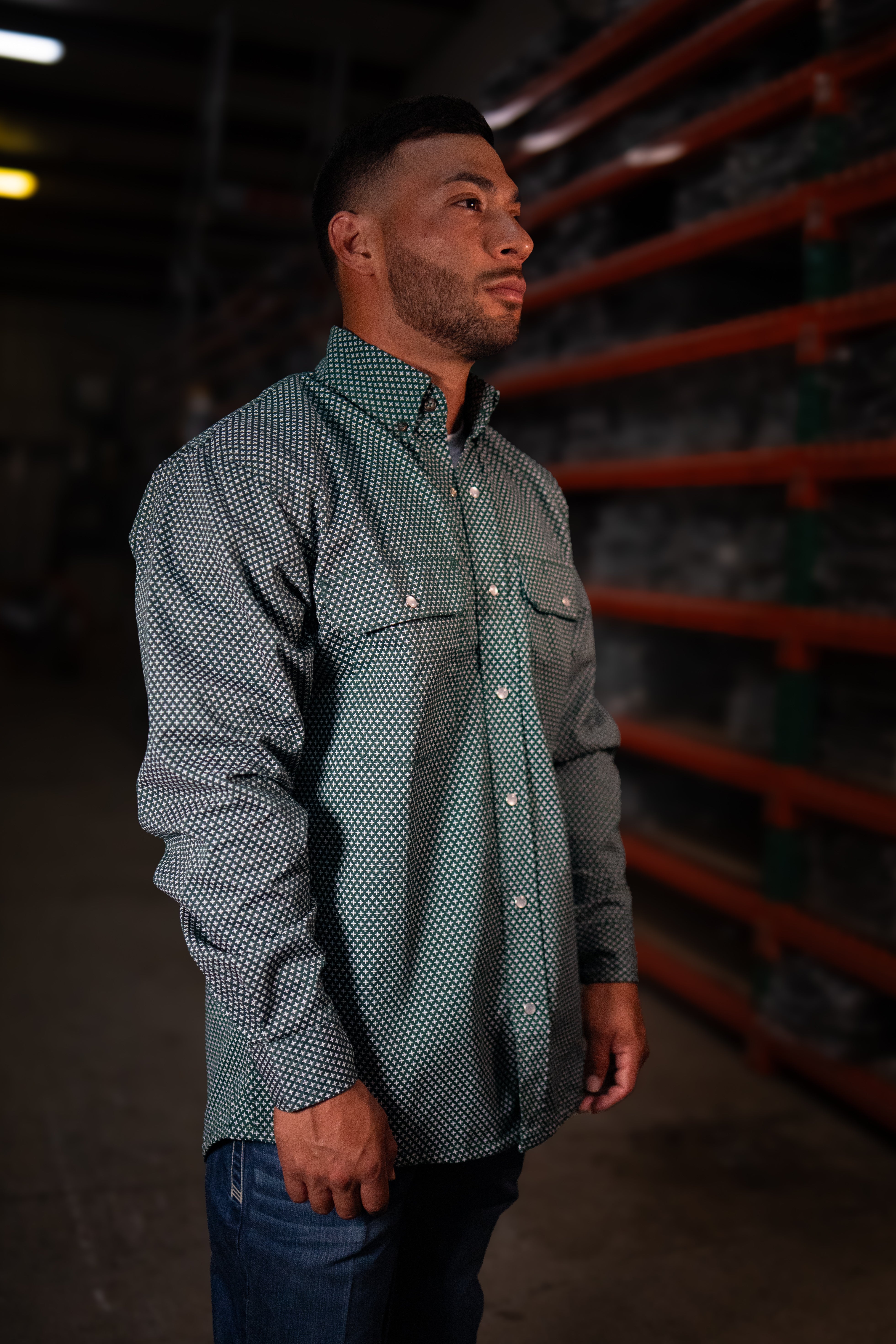 Static FR Flame-Resistant Pearl Snap Work Shirt - Gunner Green
