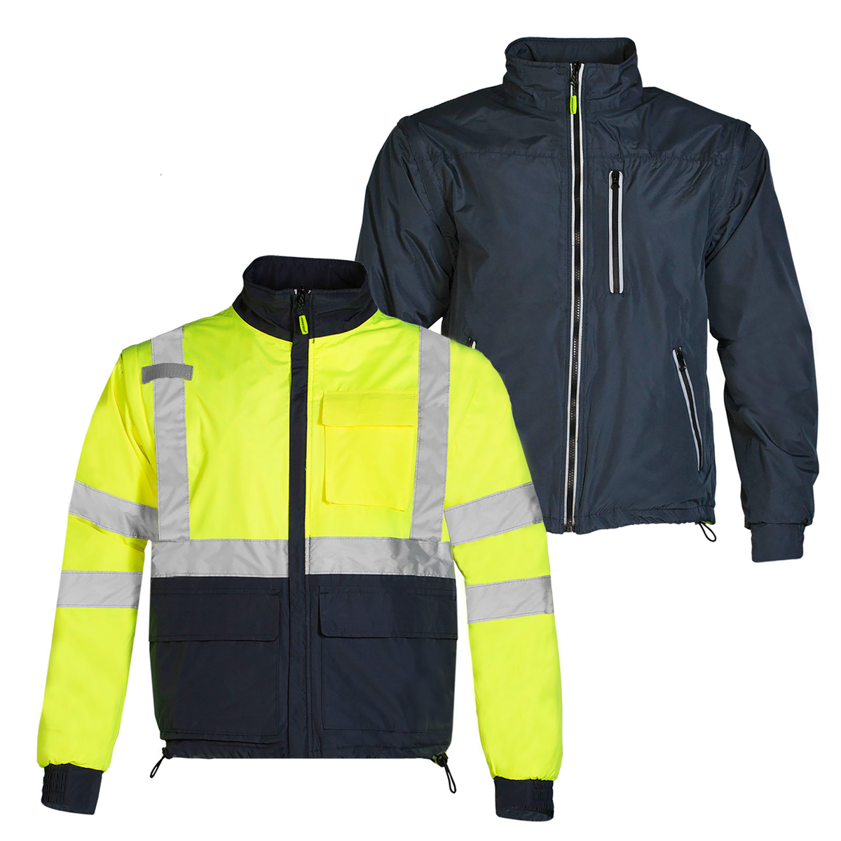Jorestech 4-in-1 Hi-Vis Reversible Safety Jacket with Removable Sleeves