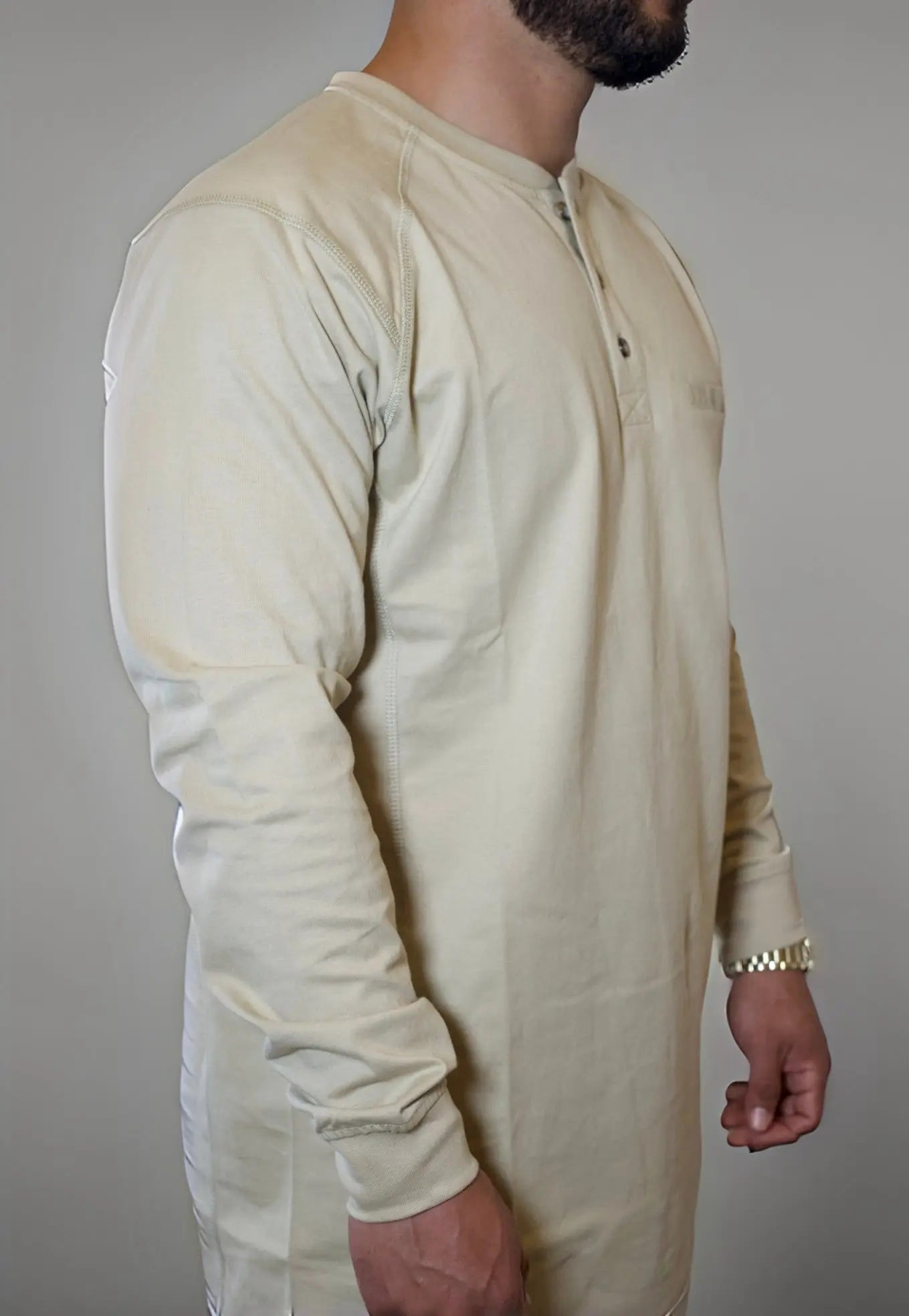 Static FR Flame-Resistant Shirt 3-Button Henley - Tan-Safety Glasses USA-6