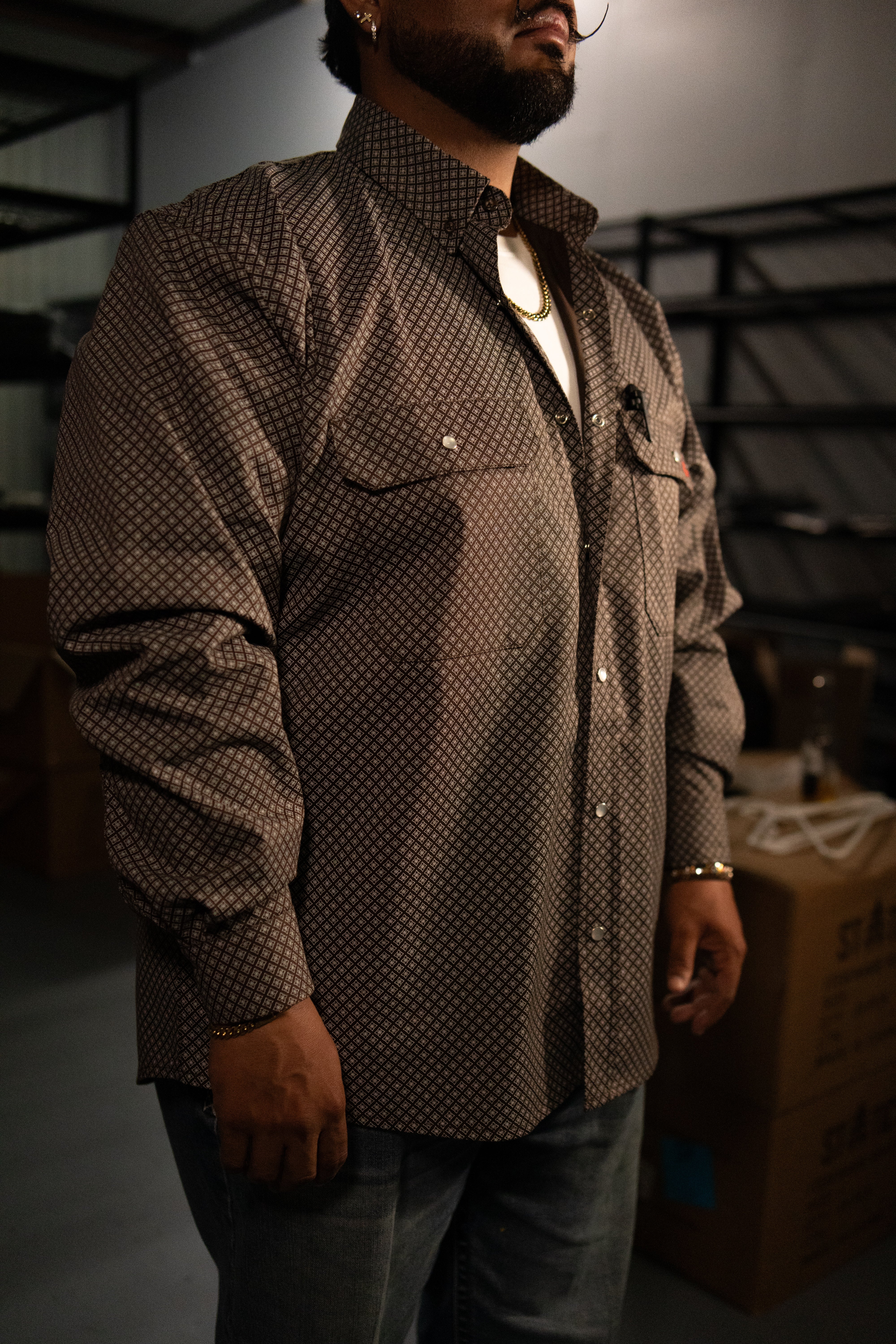 Static FR Flame-Resistant Pearl Snap Work Shirt - Copperhead - With U.S Flag