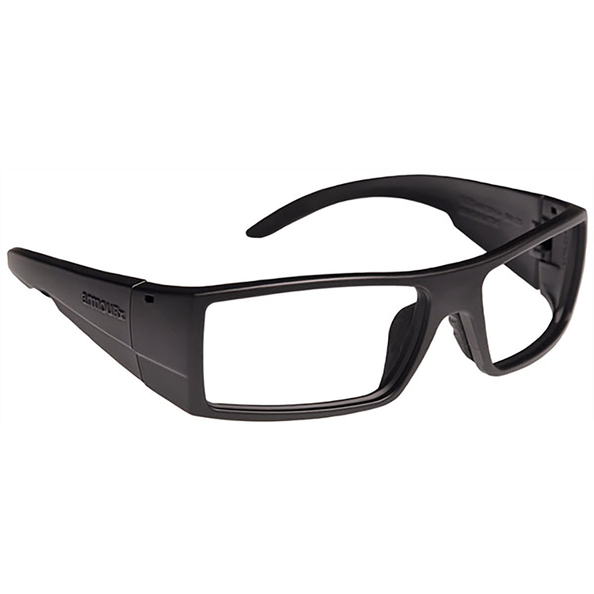 ArmouRx 6009 black plastic full-rim wraparound prescription safety glasses, 60-16-125 mm.