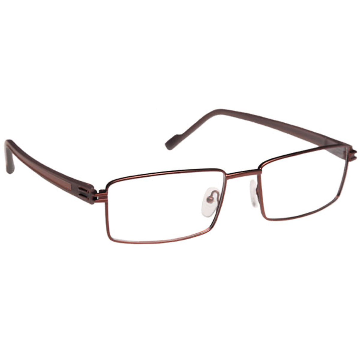 ArmouRx 7003 brown metal full-rim rectangular prescription safety glasses, 55mm lens width.