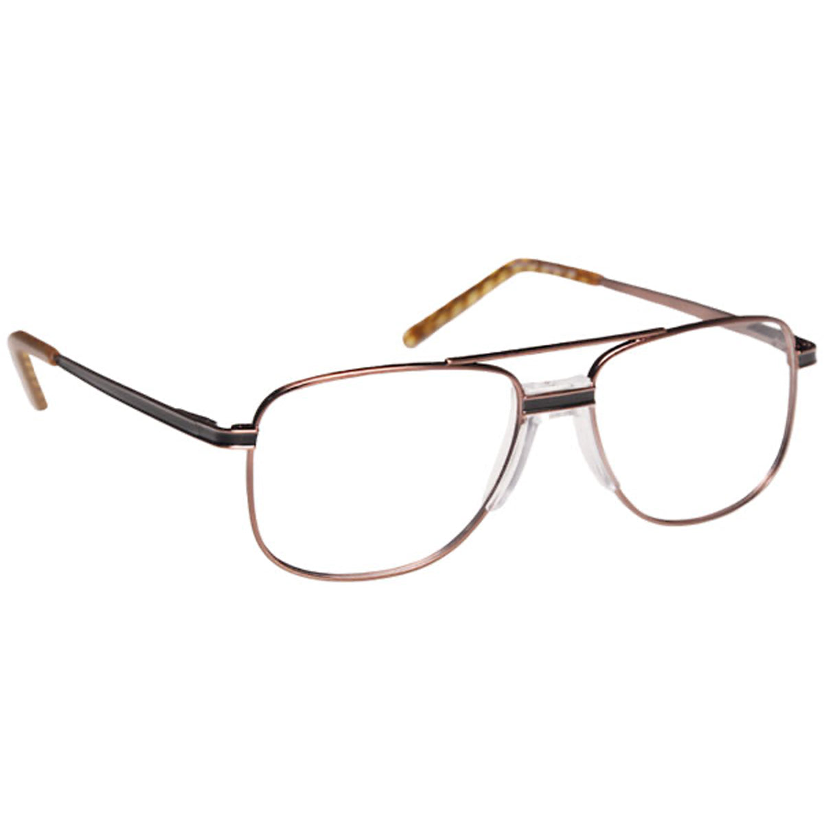 Bronze metal full-rim ArmouRx 7007 prescription safety glasses with tortoise temples.