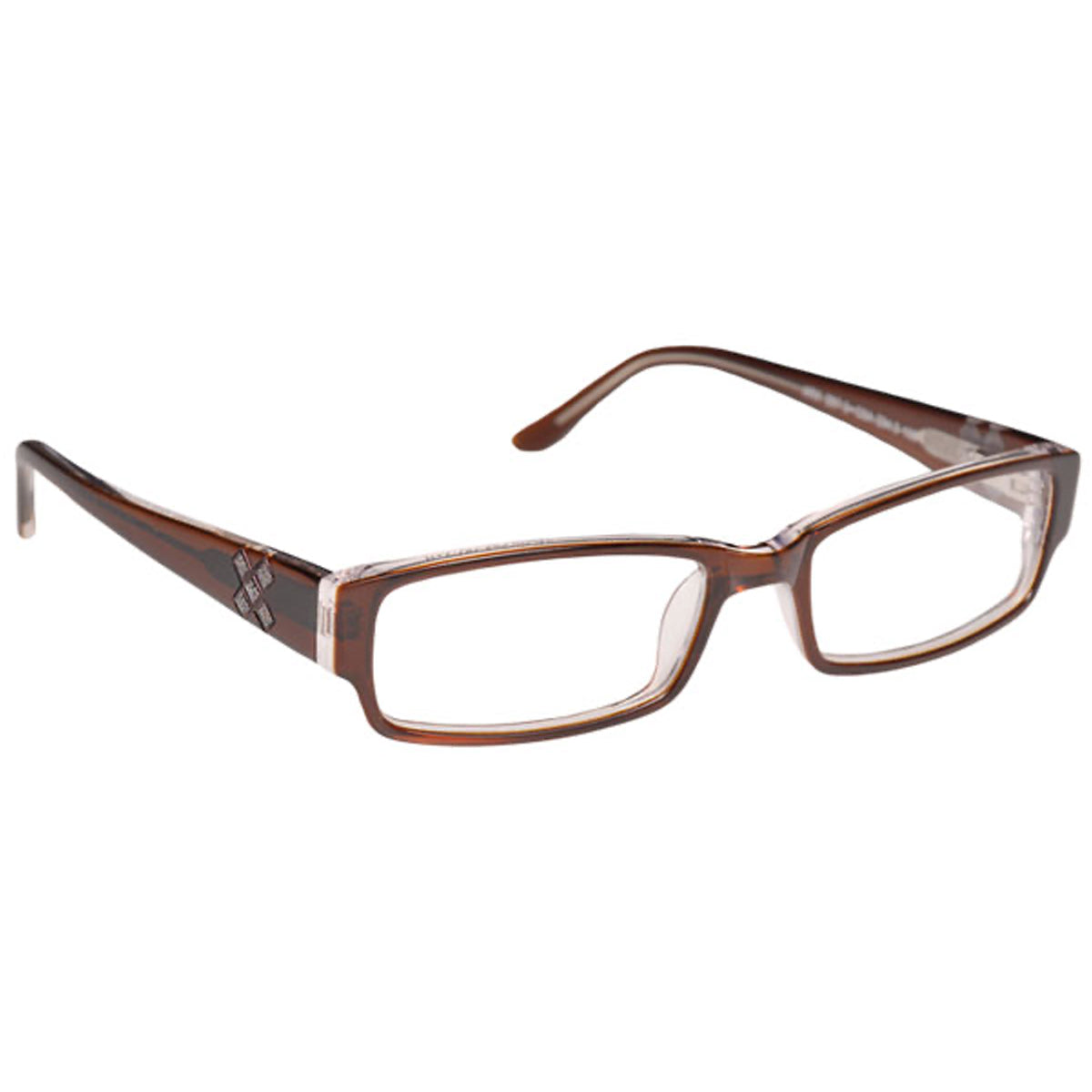 ArmouRx 7016 brown plastic full-rim prescription safety glasses with clear side shields.