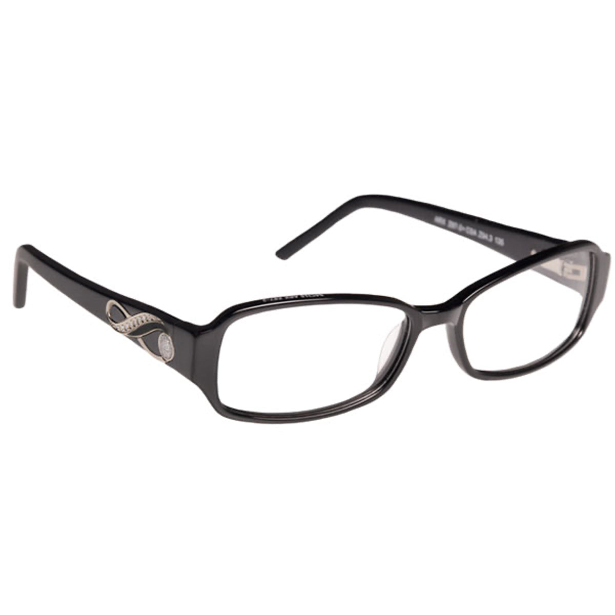 ArmouRx 7018 women's black plastic prescription safety glasses with decorative side shields.