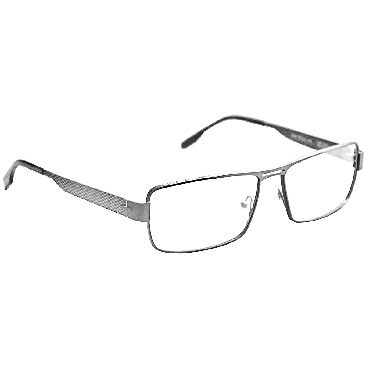 ArmouRx 7101 men's prescription safety glasses with charcoal gray metal full-rim rectangular frames.