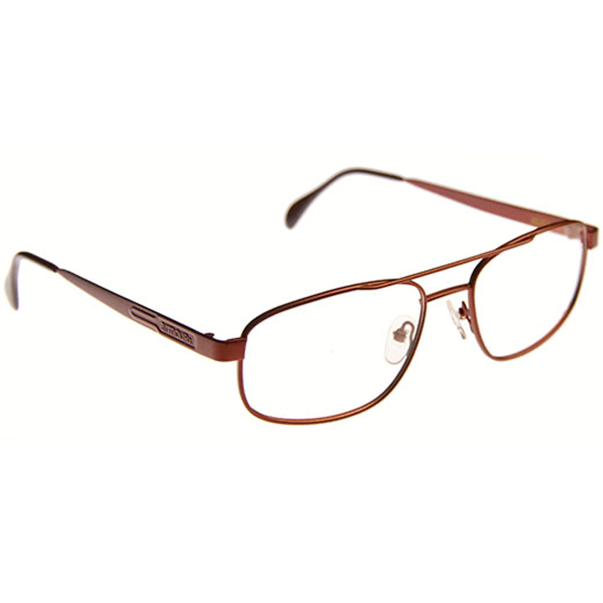 ArmouRx 7402 brown metal full-rim prescription safety glasses, 54mm, with clear lenses.