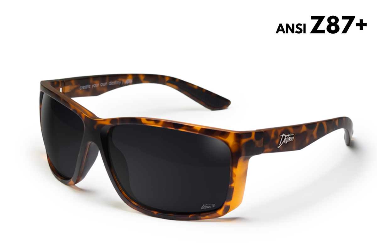 Detour Breach Safety Glasses Tortoise Shell with Jet Black Polarized Lenses