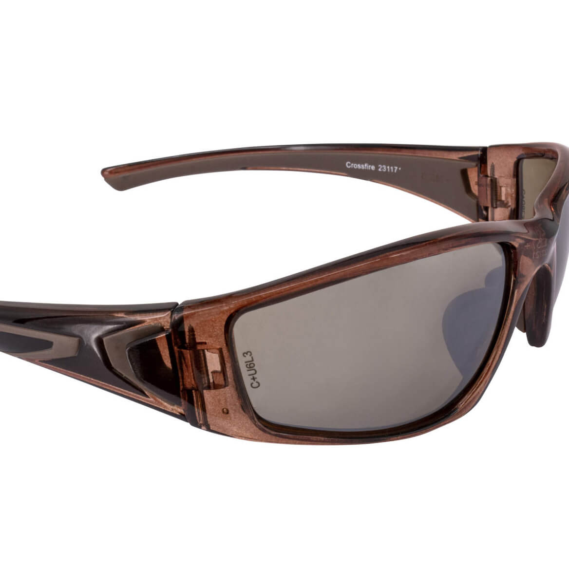 Crossfire RPG Safety Glasses with Crystal Brown Frame and HD Brown Flash Mirror Lens-Safety Glasses USA-8