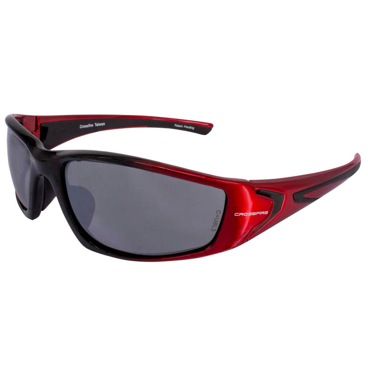Crossfire RPG safety Glasses with Shiny Black w/Pearl Red Frame and Silver Mirror Lens-Safety Glasses USA-1