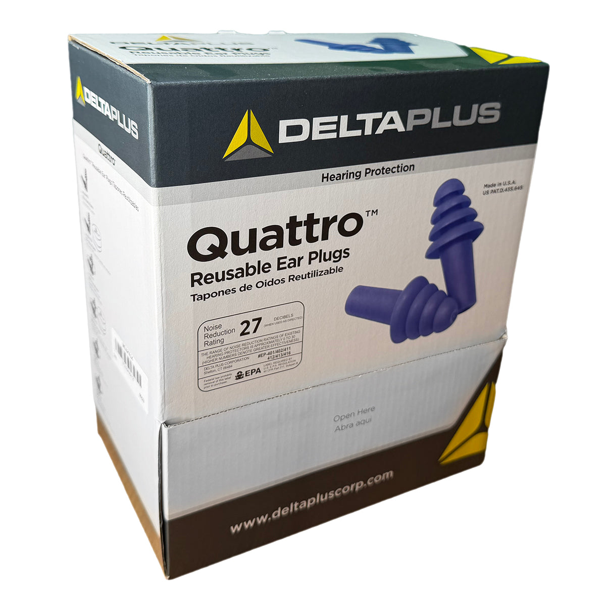 Delta Plus Quattro Corded Earplugs with Case NRR-27 (50-Pr Box)