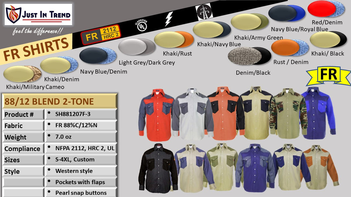 Just In Trend Flame-Resistant Western Style Two-Tone Shirt