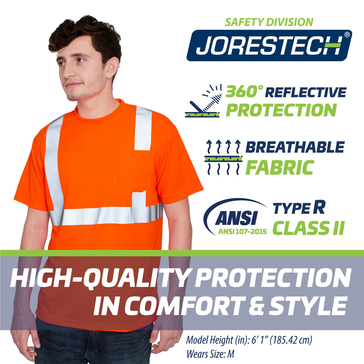 Jorestech Hi-Vis Heat Transfer Reflective Safety Pocket Shirt
