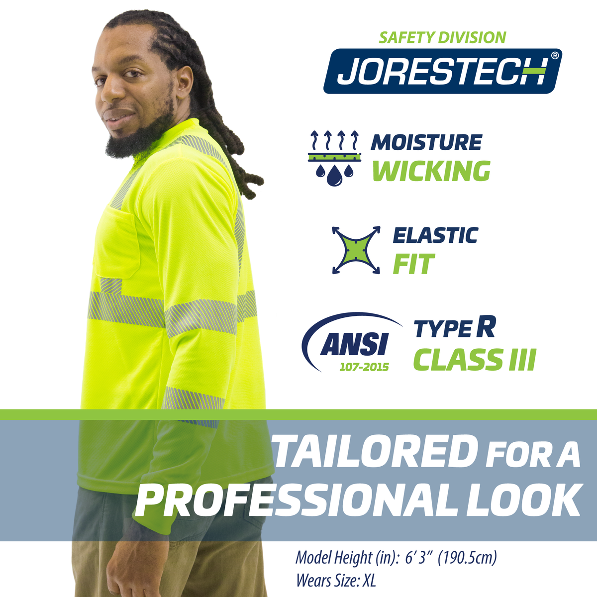 Jorestech Hi-Vis Heat Transfer Reflective Safety Long Sleeve Shirt