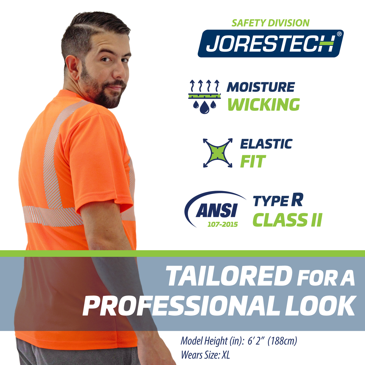 Jorestech Heat Transfer Class 2 Reflective Safety Shirt with Pocket