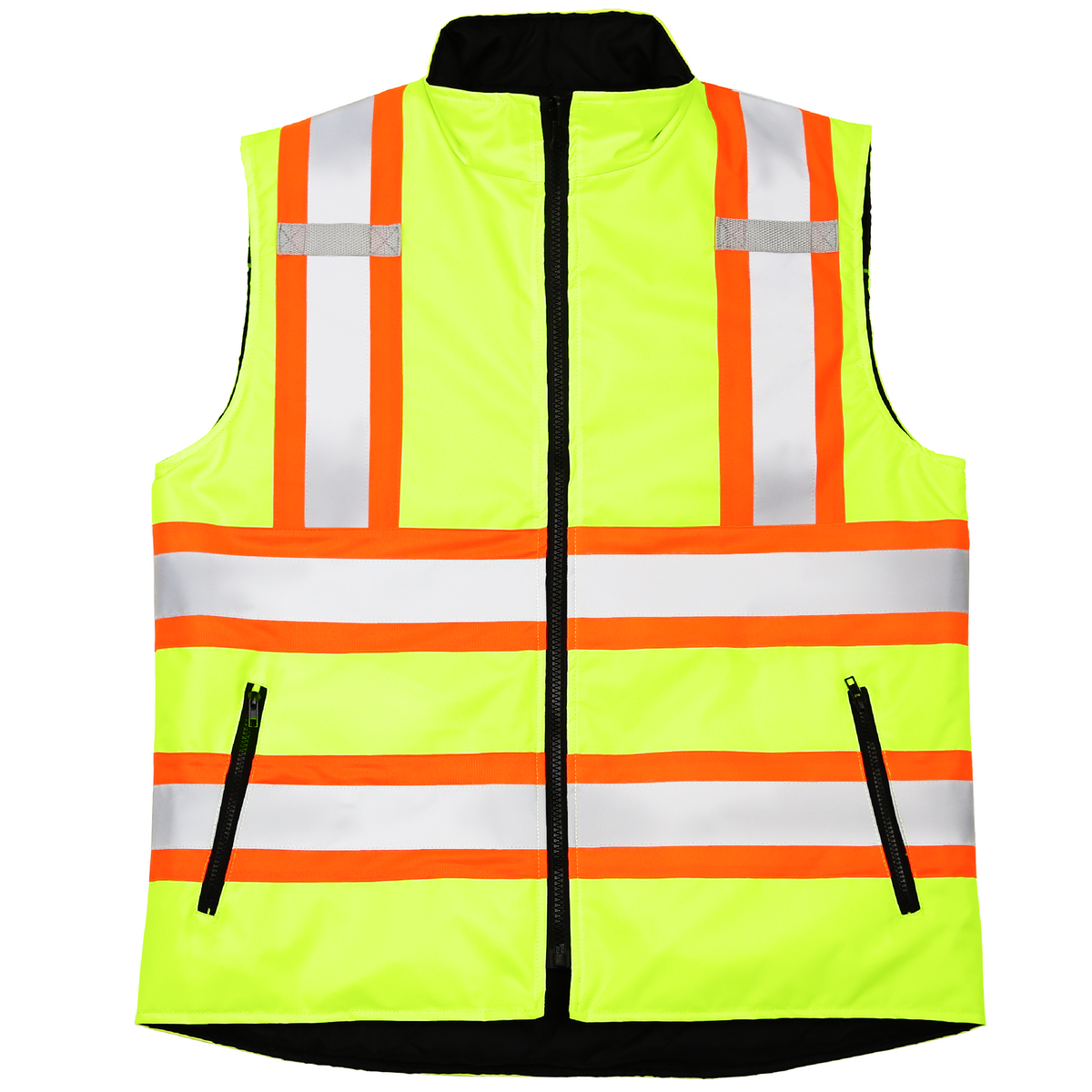 Jorestech Hi-Vis Yellow/Black Reversible Insulated Safety Vest with Reflective Strips