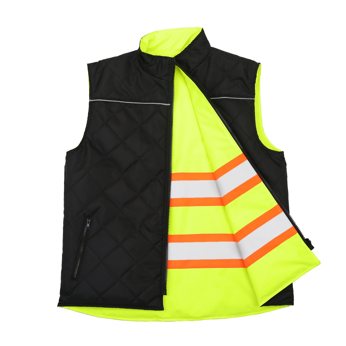 Jorestech Hi-Vis Yellow/Black Reversible Insulated Safety Vest with Reflective Strips