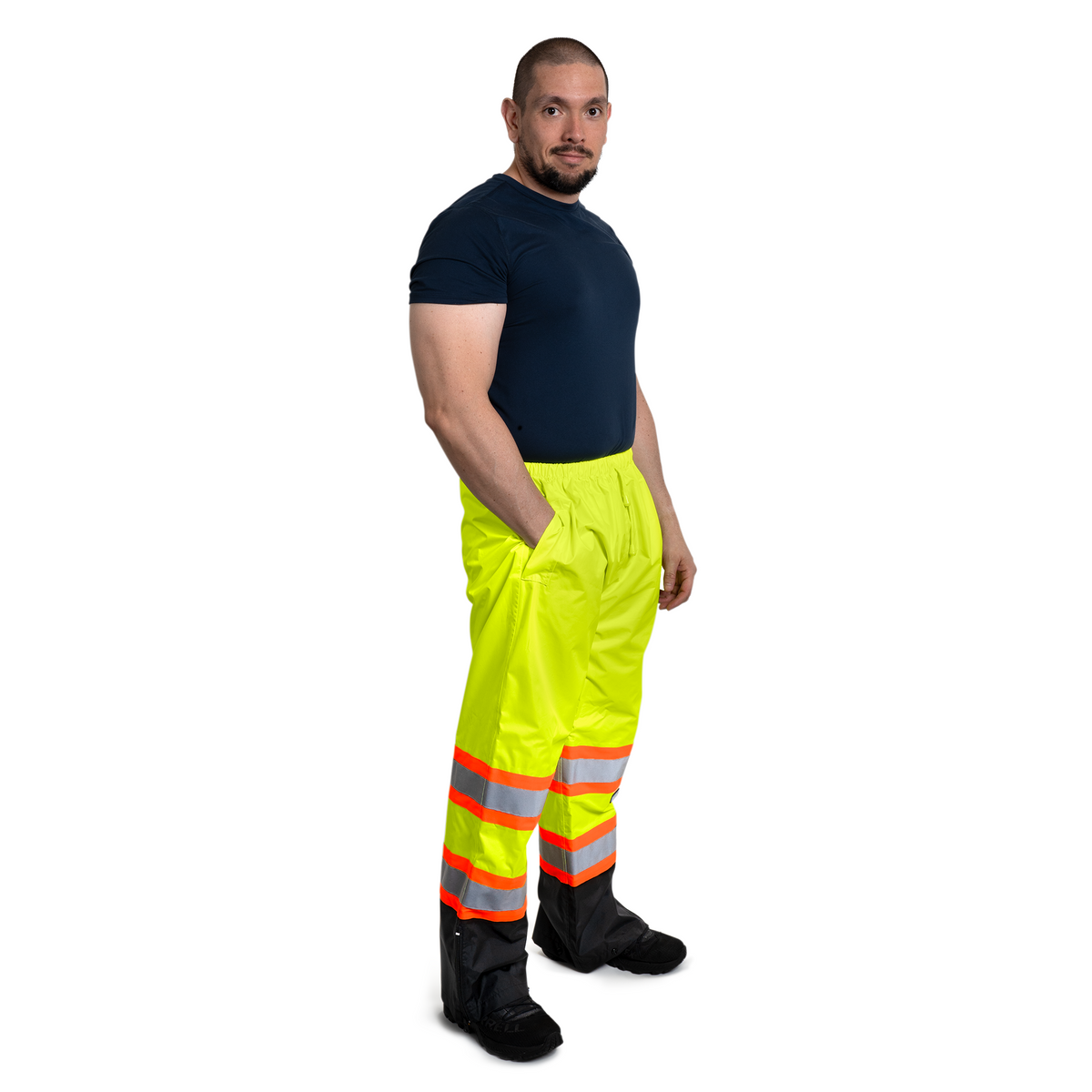 Jorestech Hi-Vis Two-Tone Orange/Black Rain Pants with Reflective Strips