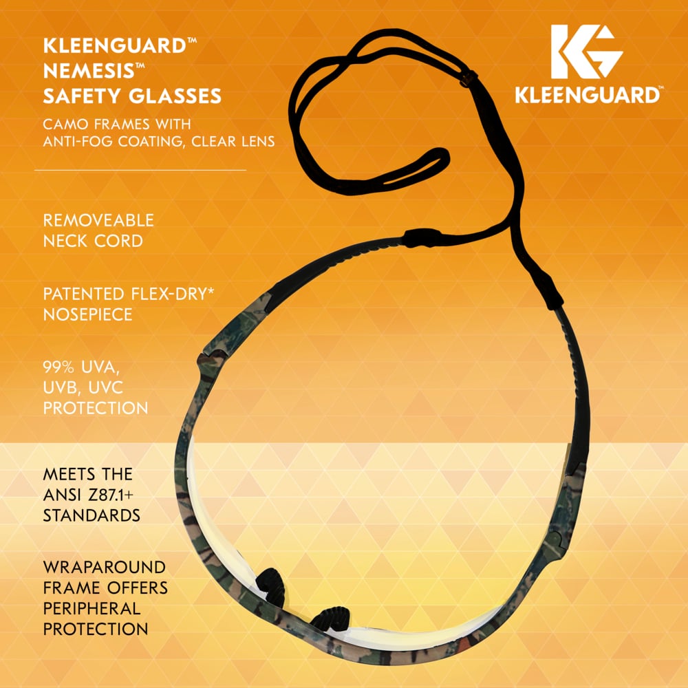 KleenGuard Nemesis Safety Glasses with Camo Frame and Clear Anti-Fog Lens-22608-Safety Glasses USA-6