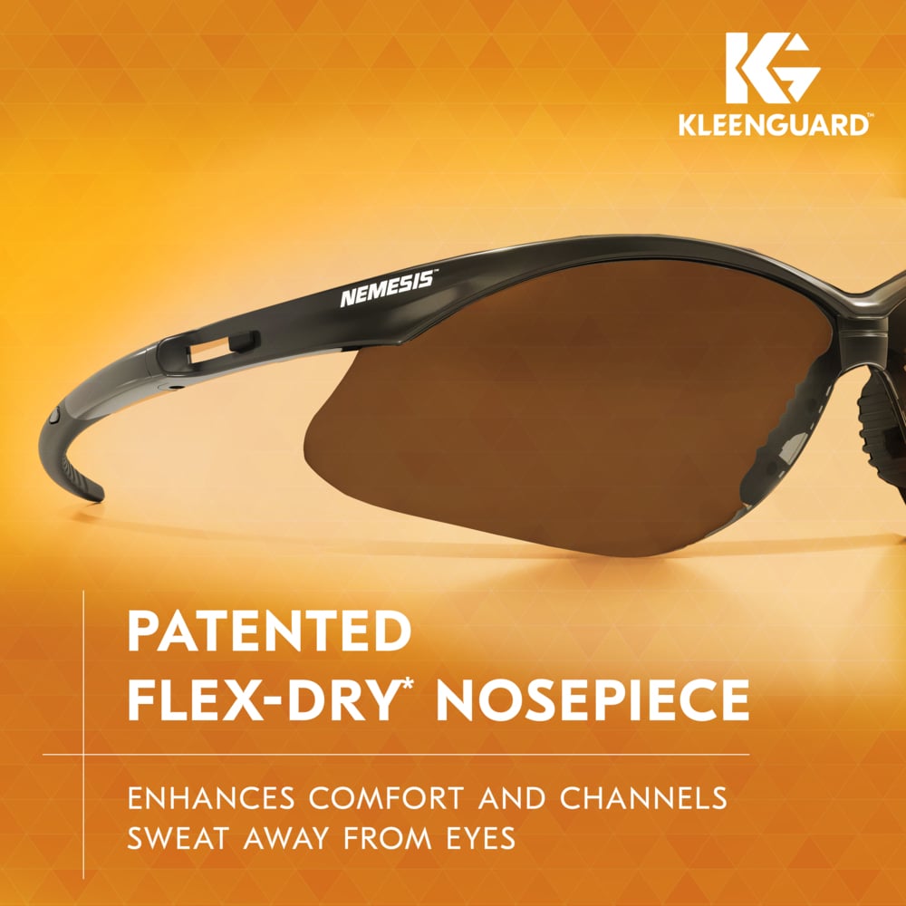 KleenGuard Nemesis Polarized Safety Glasses 28635 with Smoke Lenses Flex-Dry Nosepiece