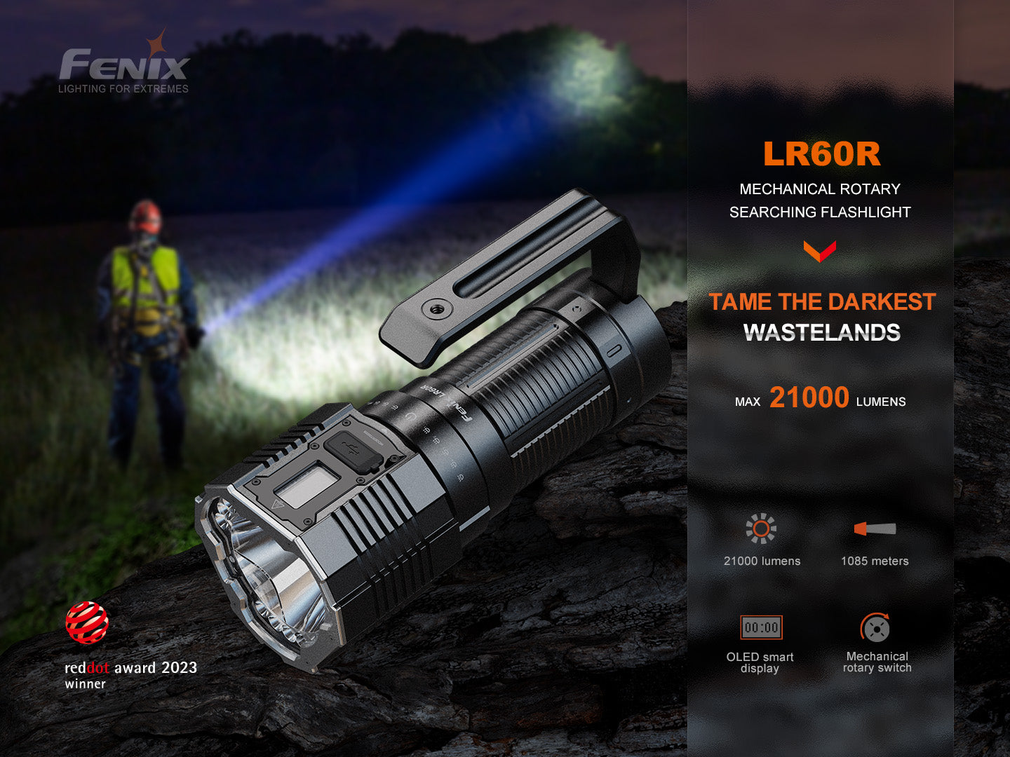 Fenix LR60R Rotary Switch Rechargeable Searchlight - 21000 Lumens-FX-LR60R-Safety Glasses USA-2