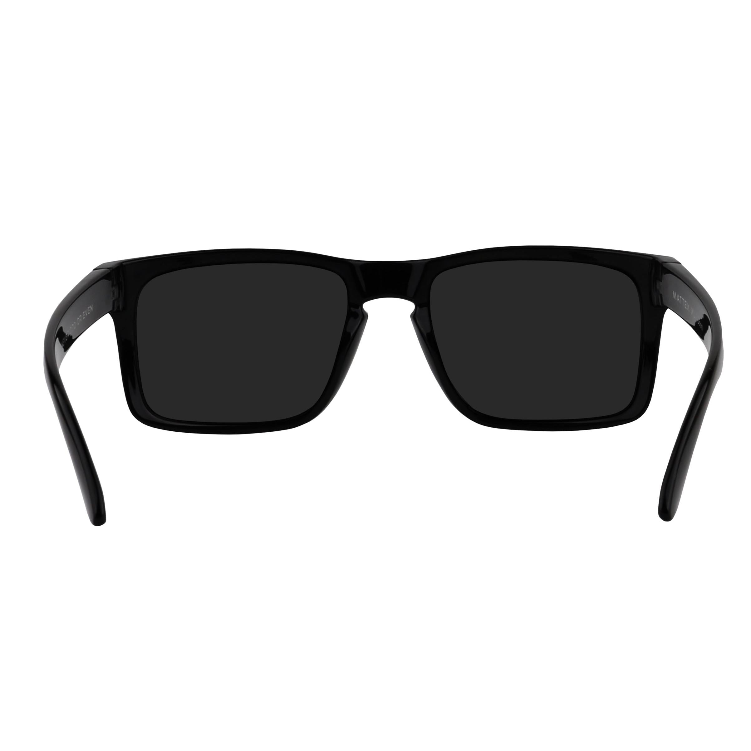 Neven Doom XL polarized sunglasses featuring a sleek black frame and dark rectangular lenses on a white background.