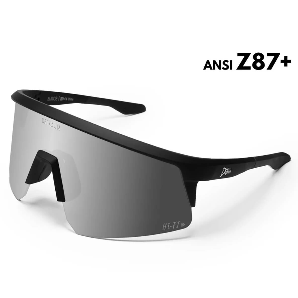 Detour Surge Safety Sunglasses with Matte Black Frame and Silver Bullet Lens-Safety Glasses USA-1
