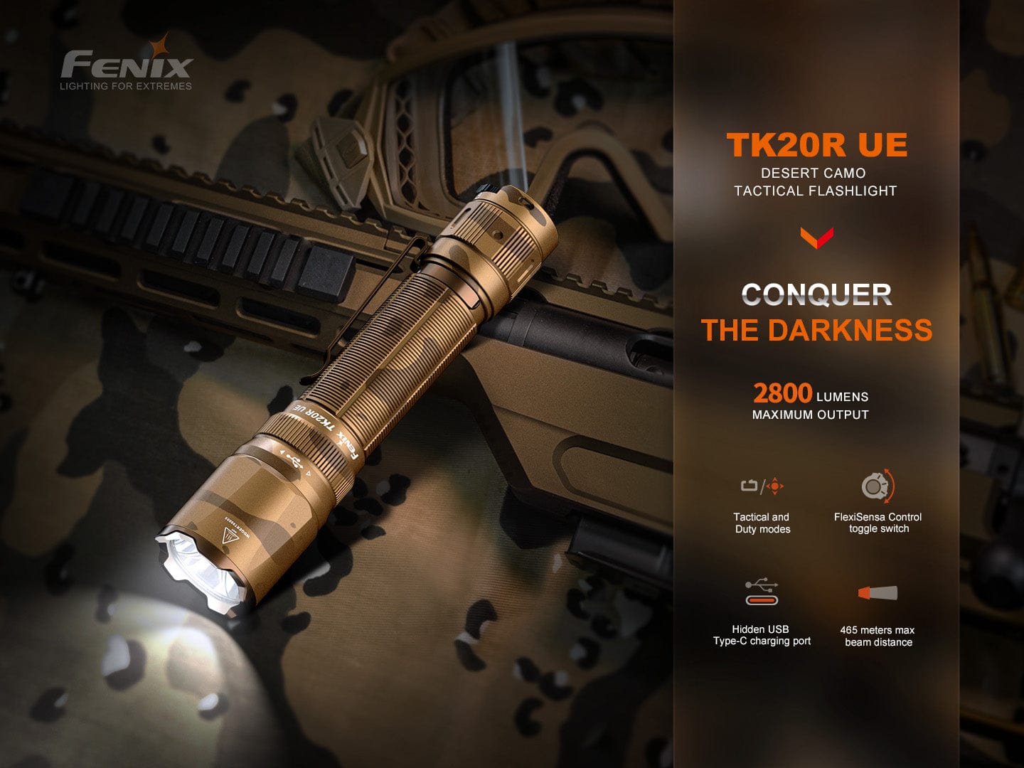 Fenix TK20R UE Tactical LED Flashlight - 2800 Lumens--Safety Glasses USA-3