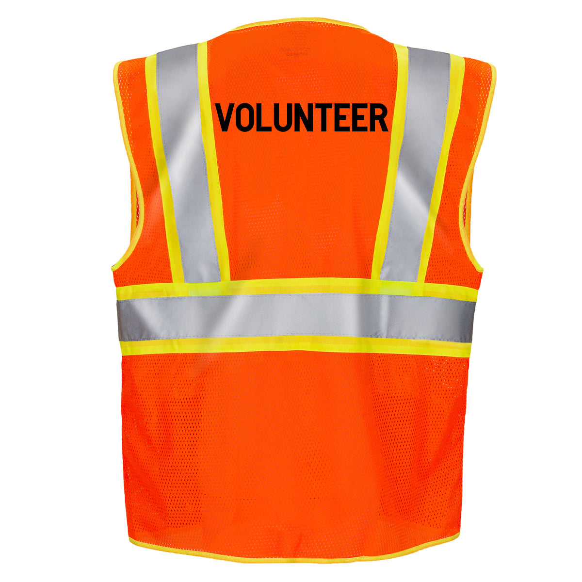 Jorestech Printed Hi-Vis Two-Toned Mesh Safety Vest with 2” Reflective Strips and Pockets - Orange