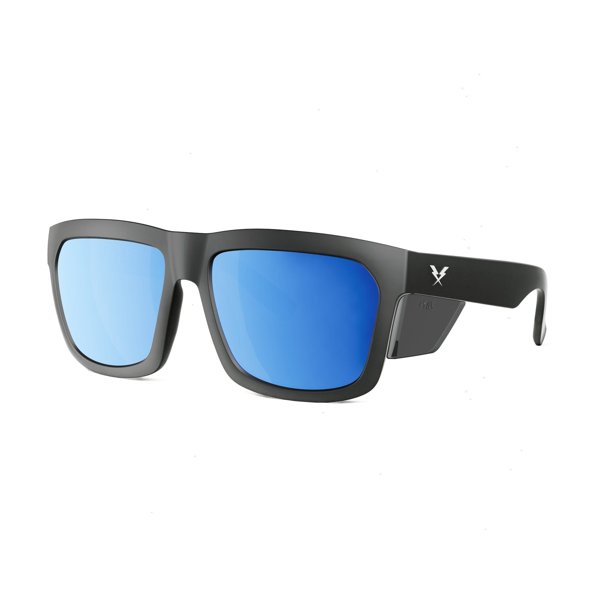 CO Eyewear Hard Money Z87+ XL Safety Glasses with Matte Black Frame-hmbp-Polarized Blue Mirror Lens-Safety Glasses USA-6