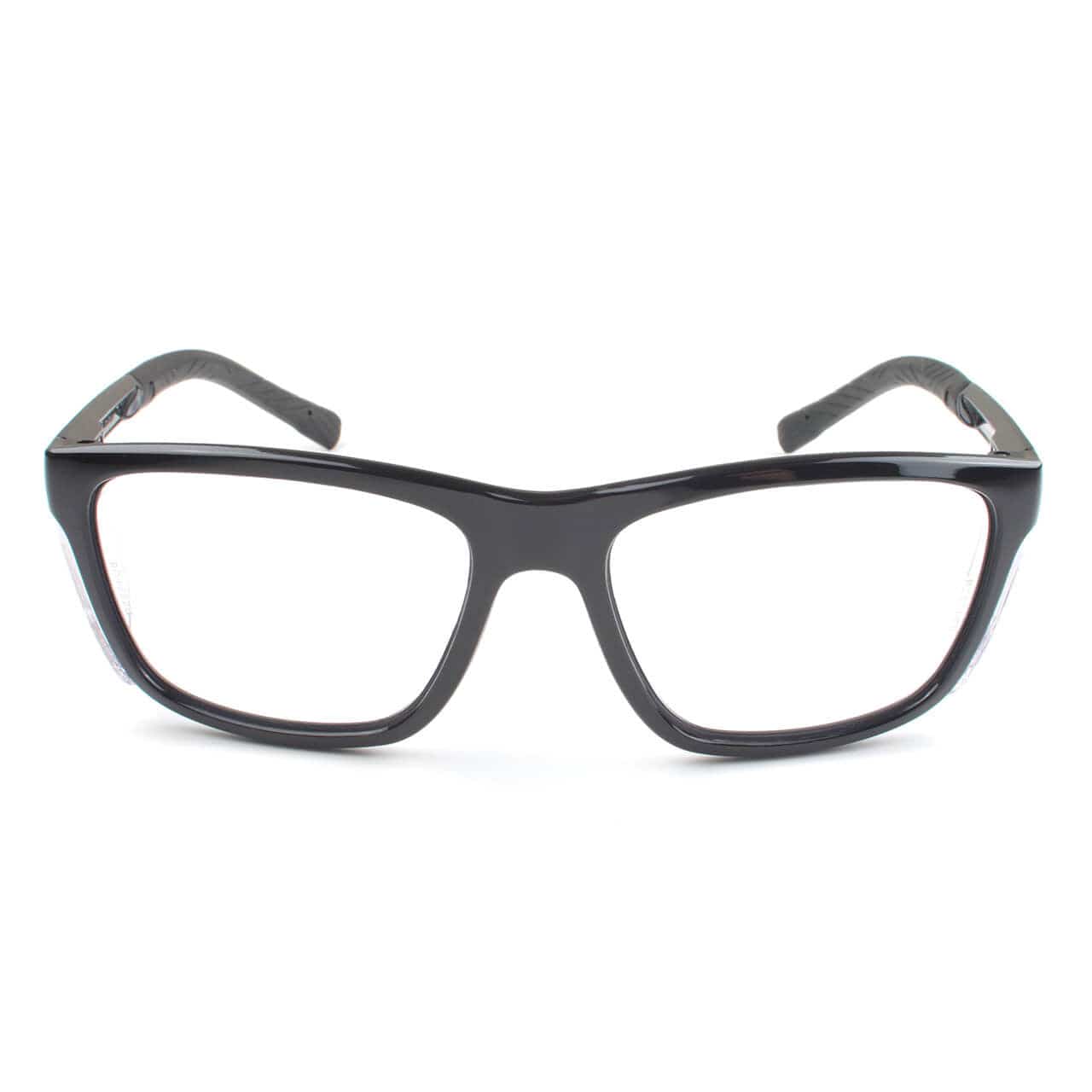 Metel M40 Safety Glasses with Black Frame and Clear Lenses Front View