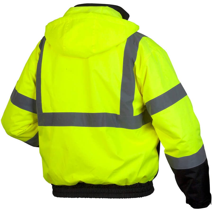 Pyramex Lumen-X RJ31 Class 3 Hi-Viz Lime Safety Jacket with Zip-out Liner - Back