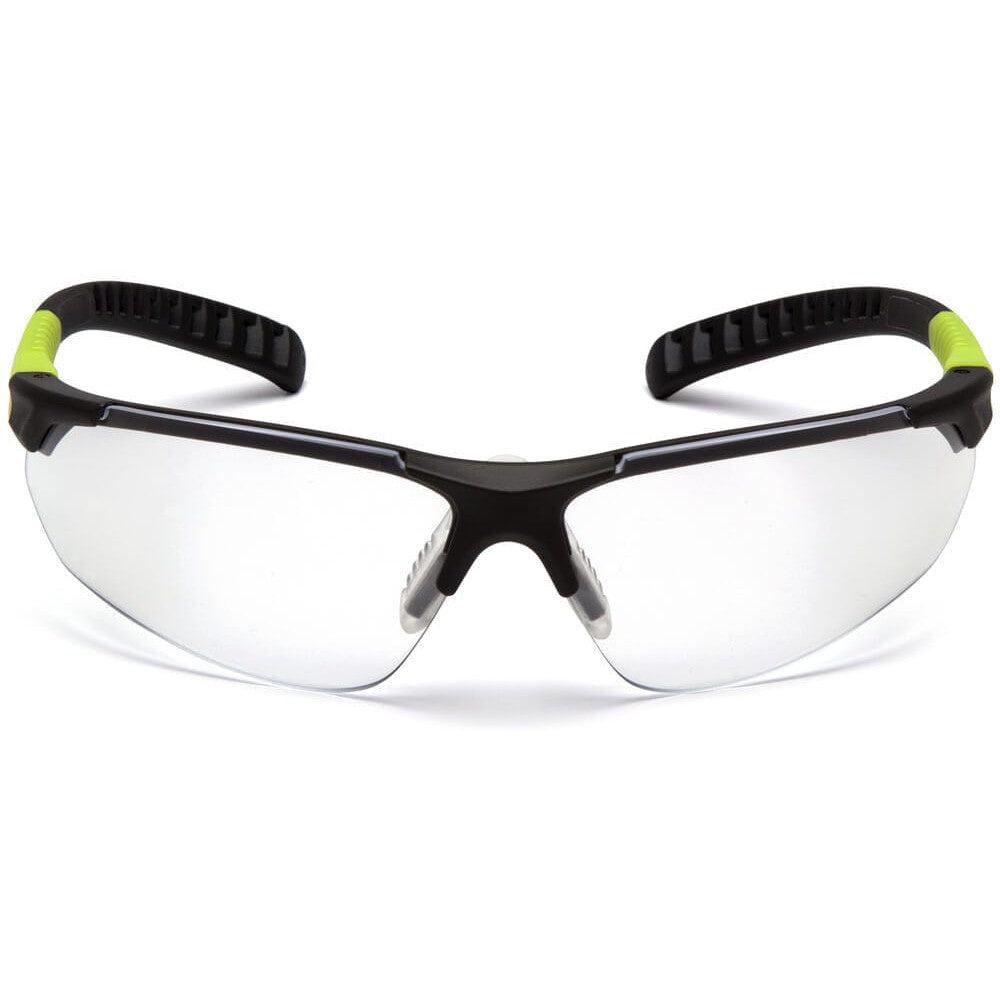 Pyramex Sitecore Safety Glasses with Gray/Lime Frame and Clear Lens - Front