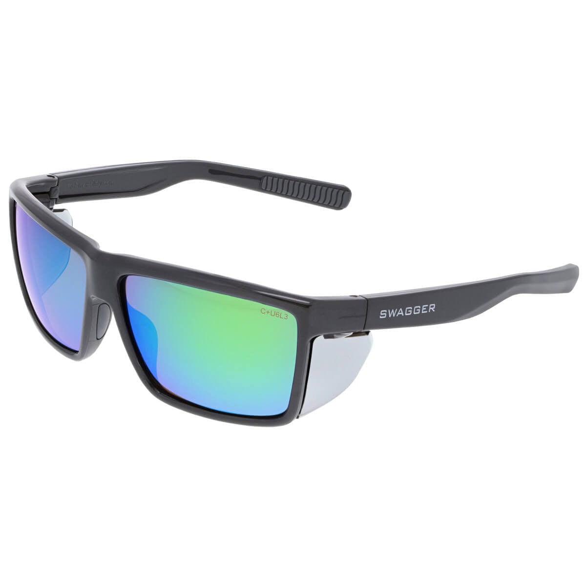 MCR Safety Swagger SR2 Safety Glasses with Charcoal Frame and Green Mirror Lens SR22BG