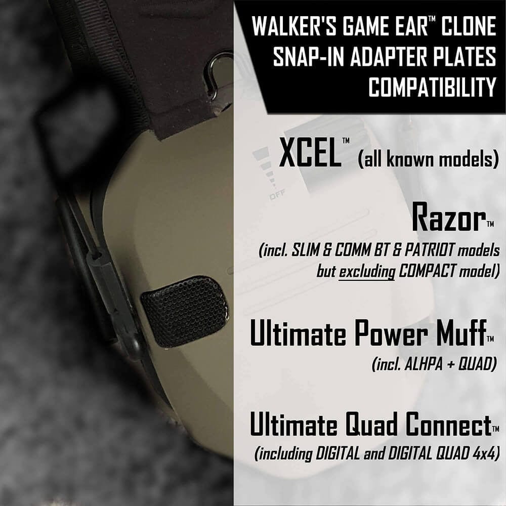 Noisefighters SightLines Adapter Plates For Walkers Game Ear Headsets-WG200-Safety Glasses USA-2