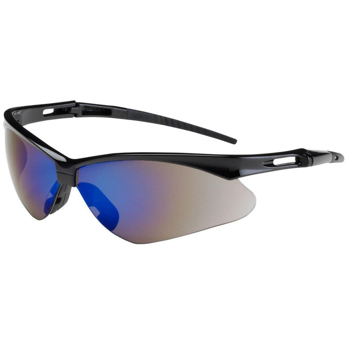 Bouton Anser Safety Glasses with Black Frame and Blue Mirror Lens 250-AN-10115