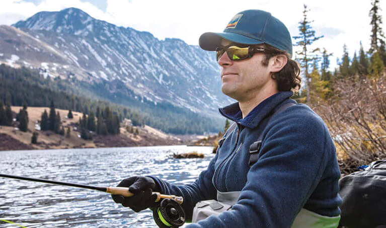 Fisherman wearing polarized sunglasses