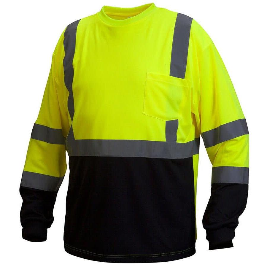 Pyramex RLTS31B Class 3 Hi-Viz Lime Long Sleeve Safety T-Shirt - Front