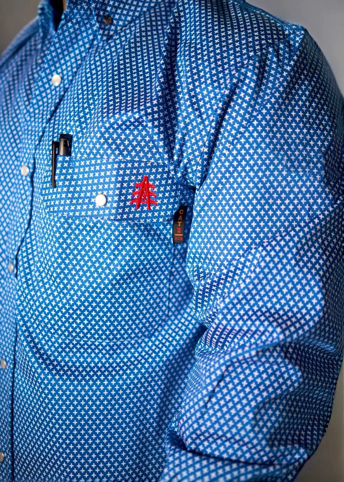Static FR Flame-Resistant Pearl Snap Work Shirt - Royal Blue