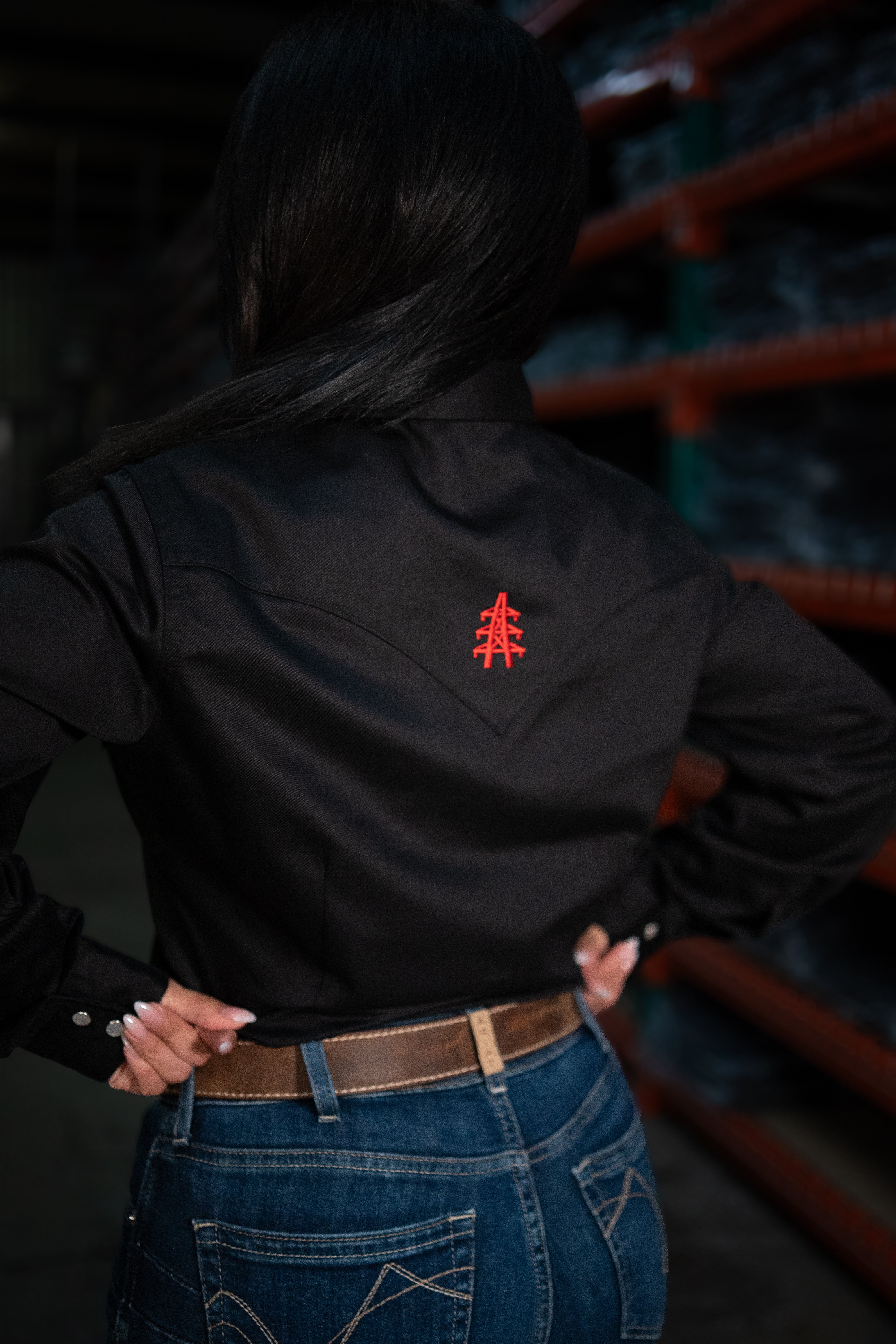 Static FR Women's Flame-Resistant Pearl Snap Work Shirt - Western Black
