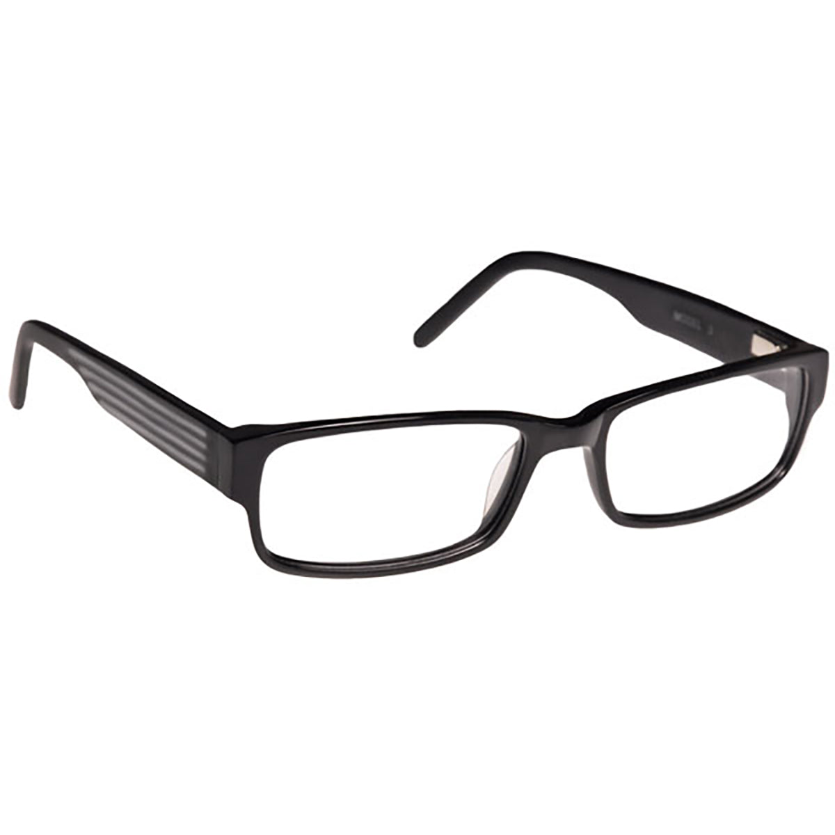 ArmouRx 7002 black plastic full-rim rectangle prescription safety glasses with clear lenses.