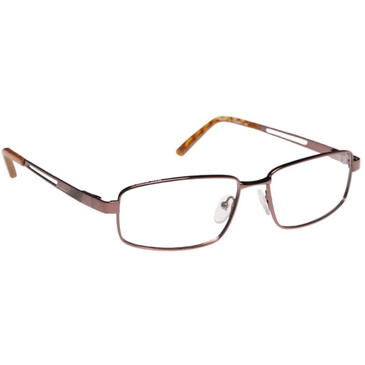 ArmouRx 7005 brown metal full-rim prescription safety glasses with tortoise temple tips.