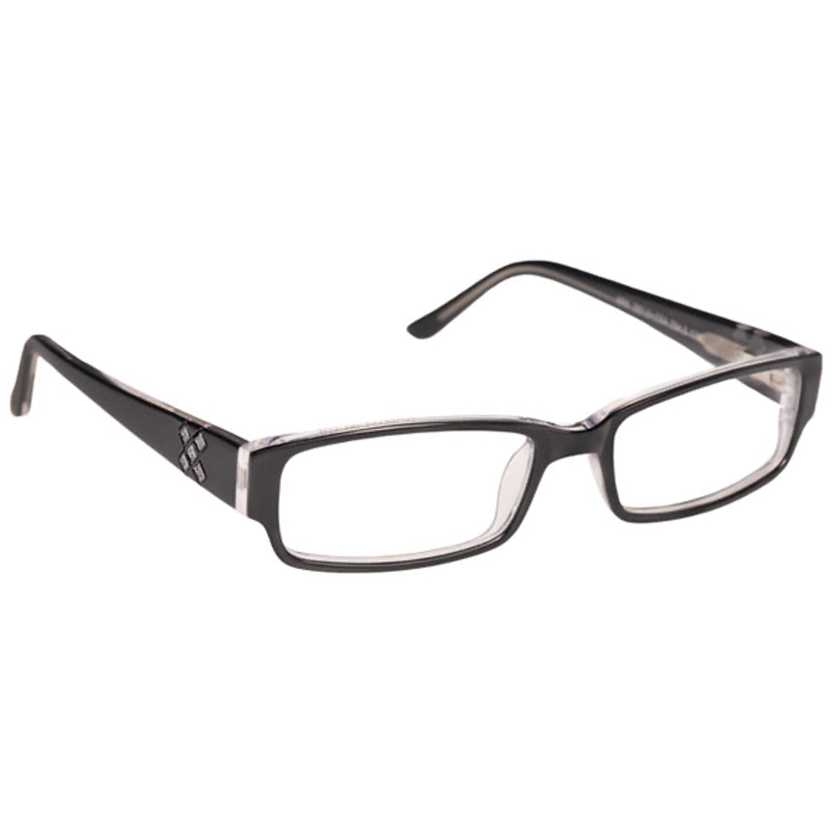 ArmouRx 7016 black plastic full-rim rectangular prescription safety glasses with clear side shields.