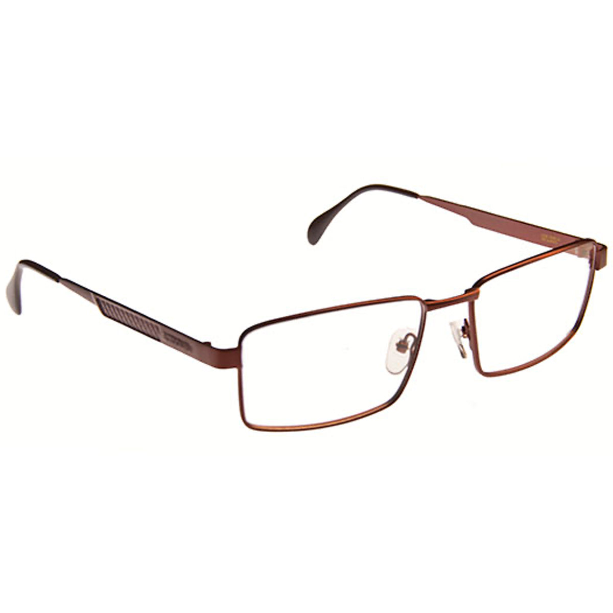 ArmouRx 7401 men's brown metal full-rim prescription safety glasses, rectangular 56mm frames.