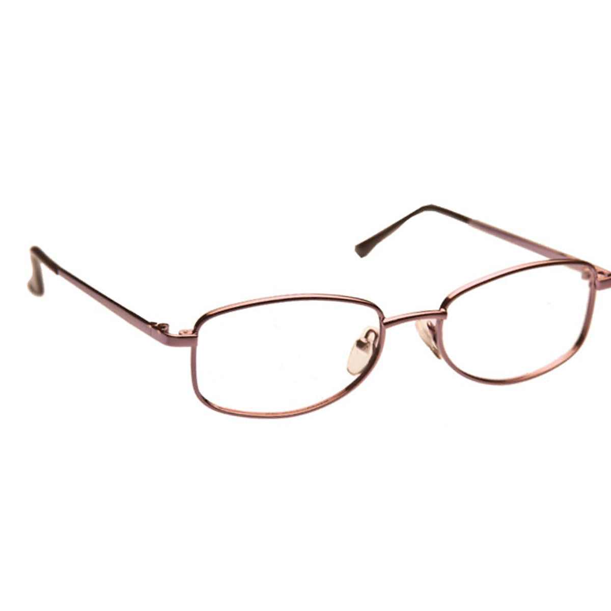 Violet metal full-rim prescription safety glasses, rectangular 53mm lenses, 17mm bridge, 135mm temples.