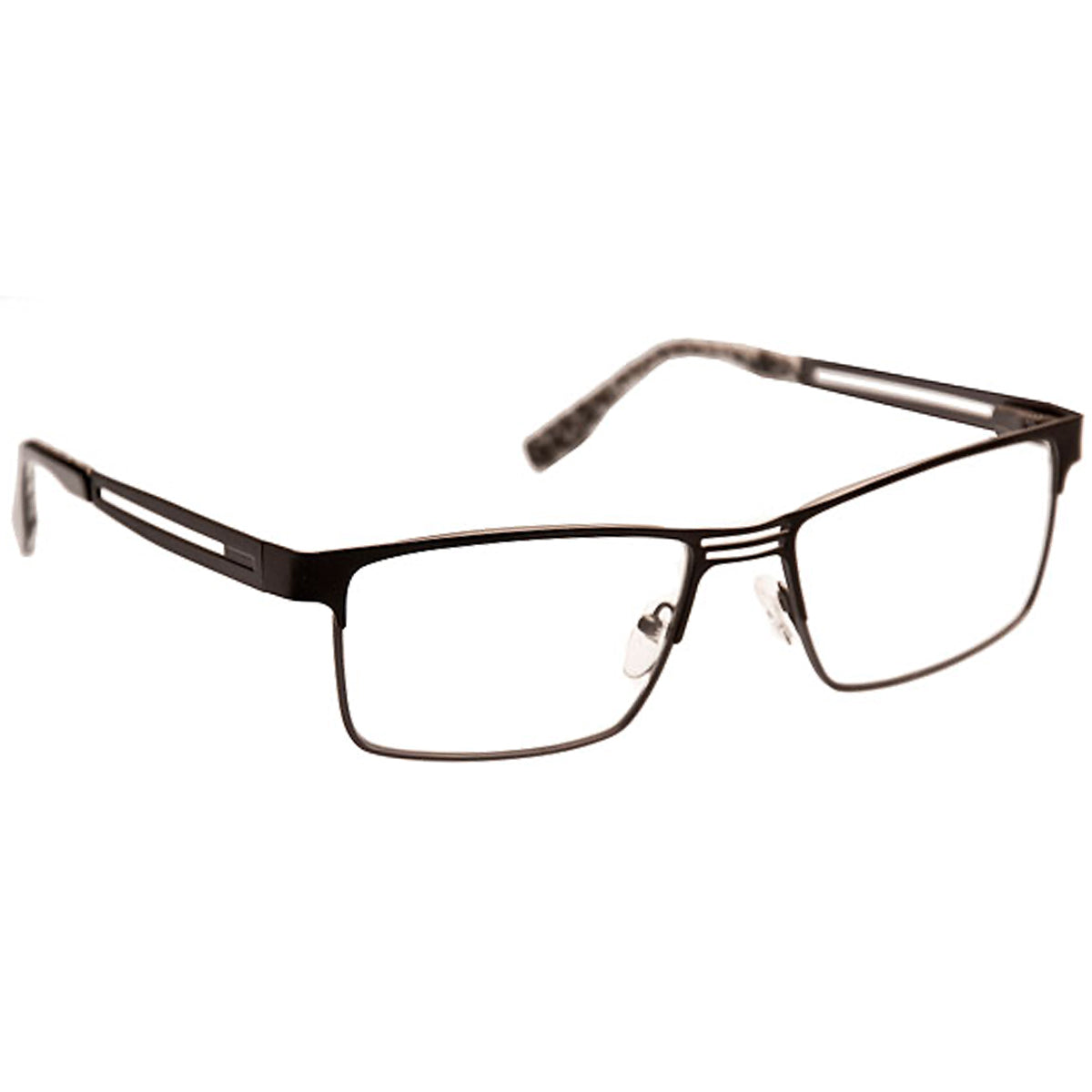 ArmouRx 8001 black titanium full-rim prescription safety glasses, 55-17-140 mm, with clear lenses.