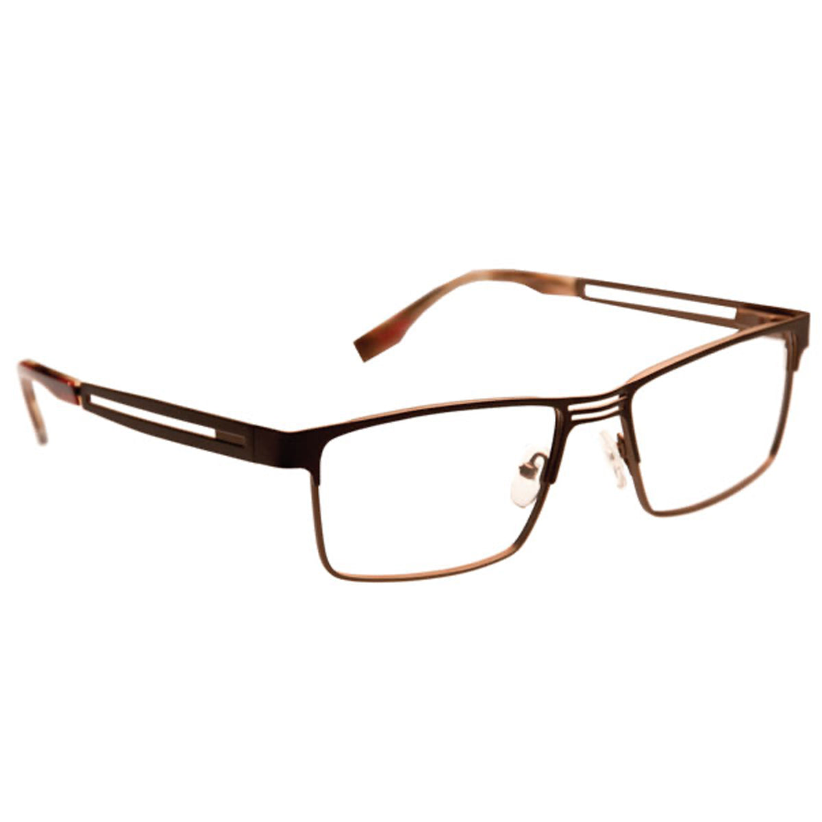 ArmouRx 8001 brown titanium prescription safety glasses, rectangular full-rim design, 55-17-140 mm.