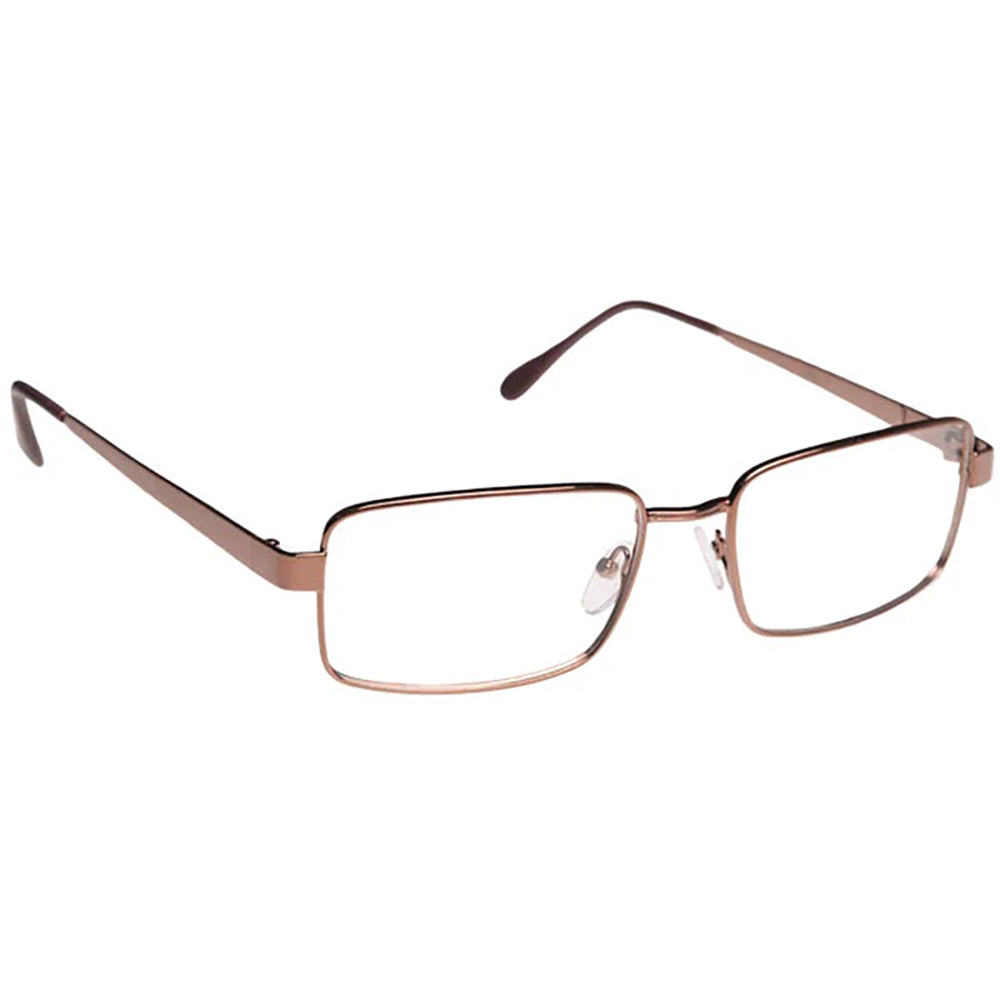 ArmouRx 7013 brown metal rectangular prescription safety glasses with clear lenses and removable side shields.