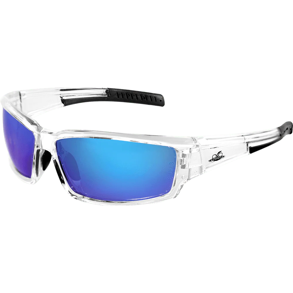 Bullhead Maki Safety Glasses-BH1419AF-Clear Frame - Blue Mirror Anti-Fog Lens-Safety Glasses USA-10