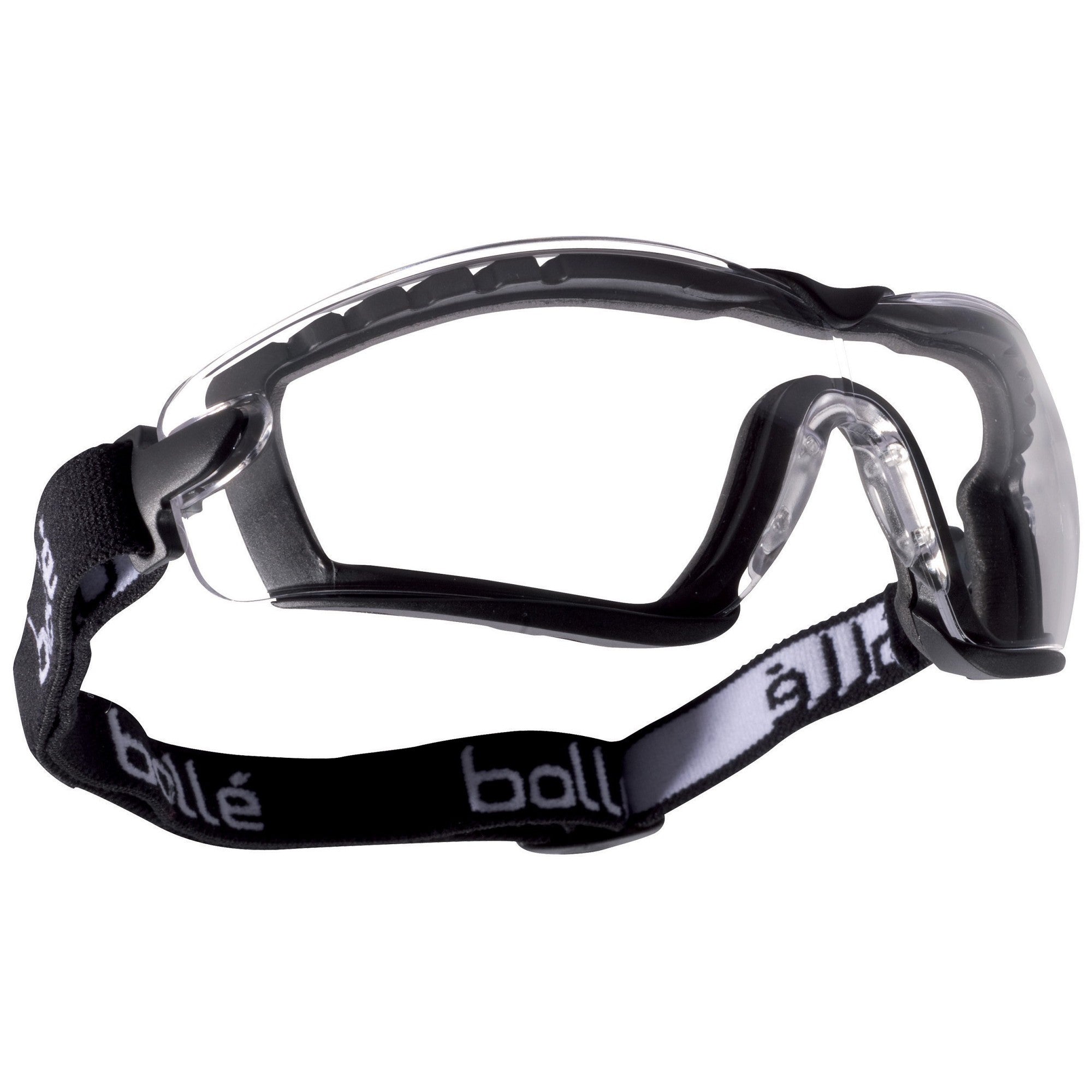 Bolle Safety Cobra 40091 Safety Glasses Foam Lined with Clear Lens and Elastic Strap Lens Foam Closeup View